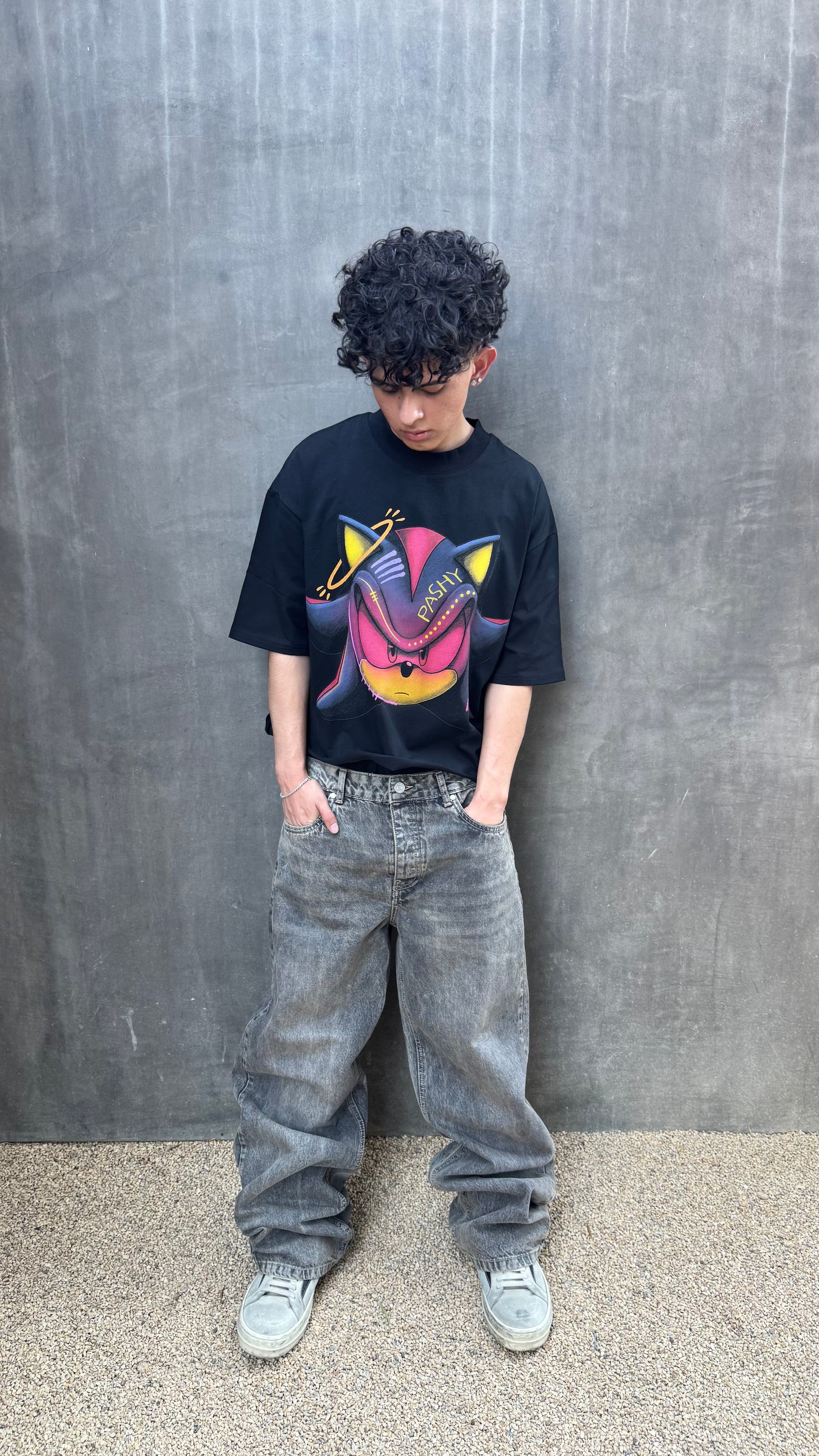 "SHADOW" TWO PANEL BOXY CROPPED TEE