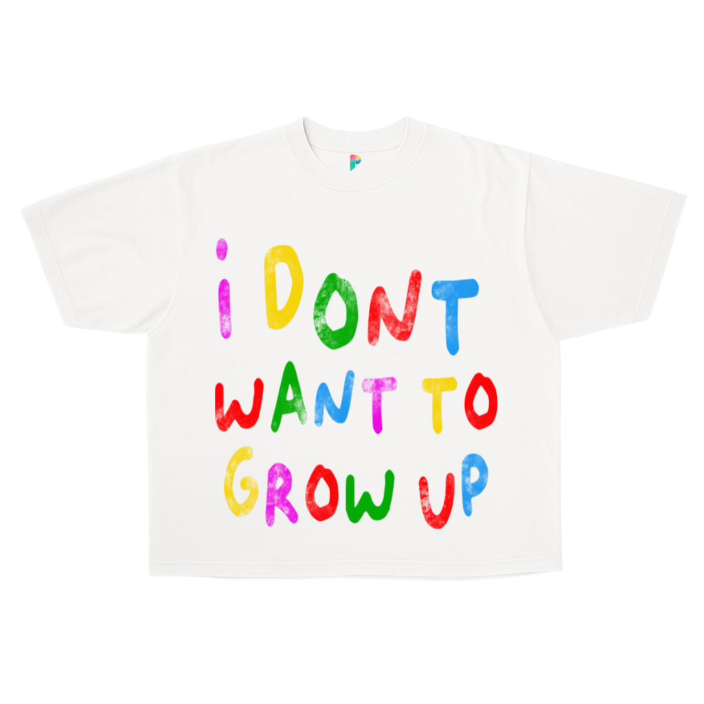 "I DONT WANT TO GROW UP" BOXY CROPPED TEE